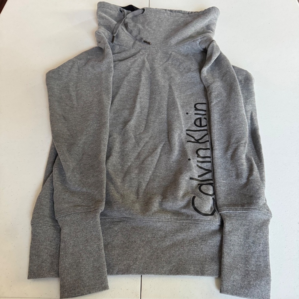 Athleisure Gray Calvin Klein Performance Pullover Hoodie Women S Logo Cowl Neck